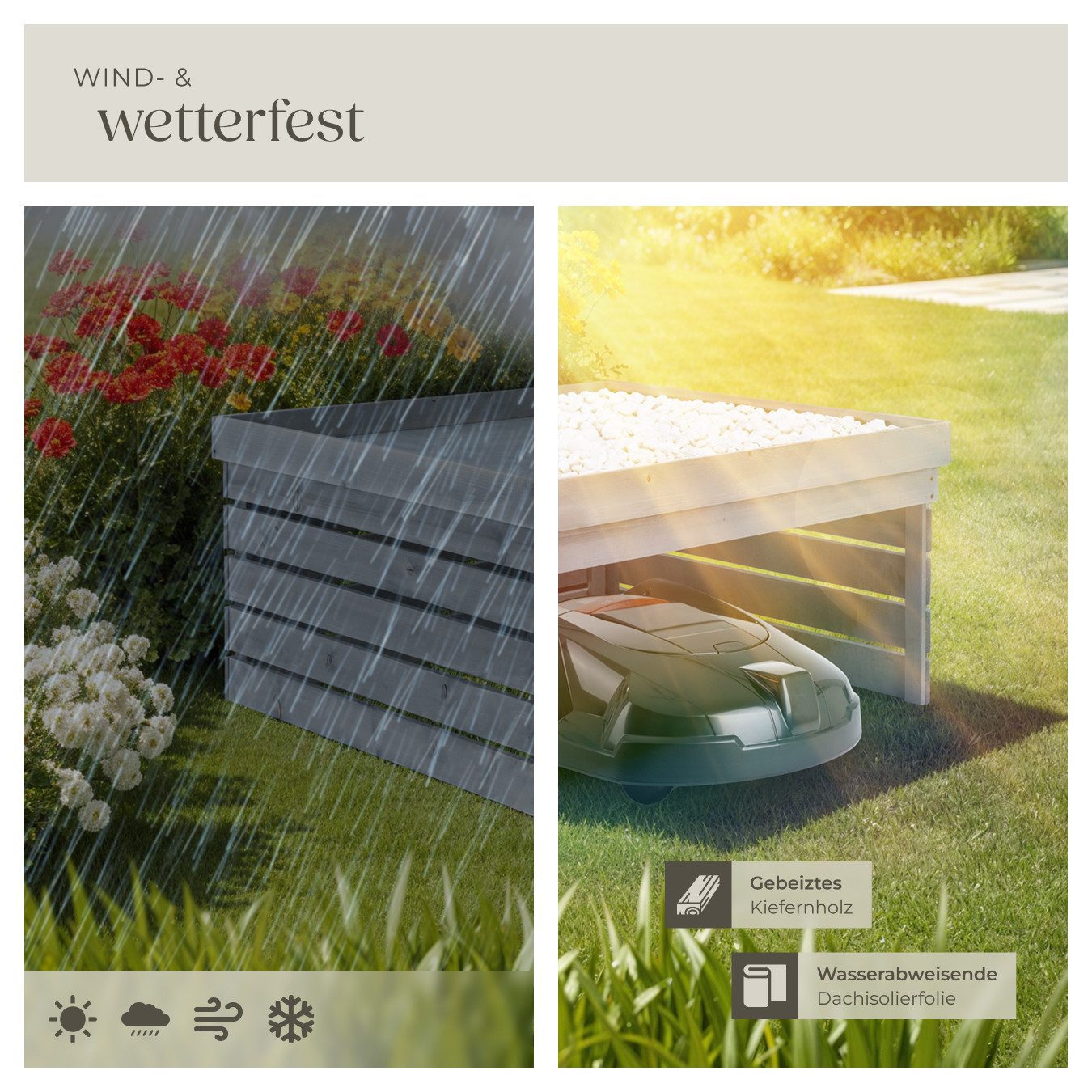 tectake Mähroboter-Garage Rasenmäher-Roboter-Garage, für Rasenmäher