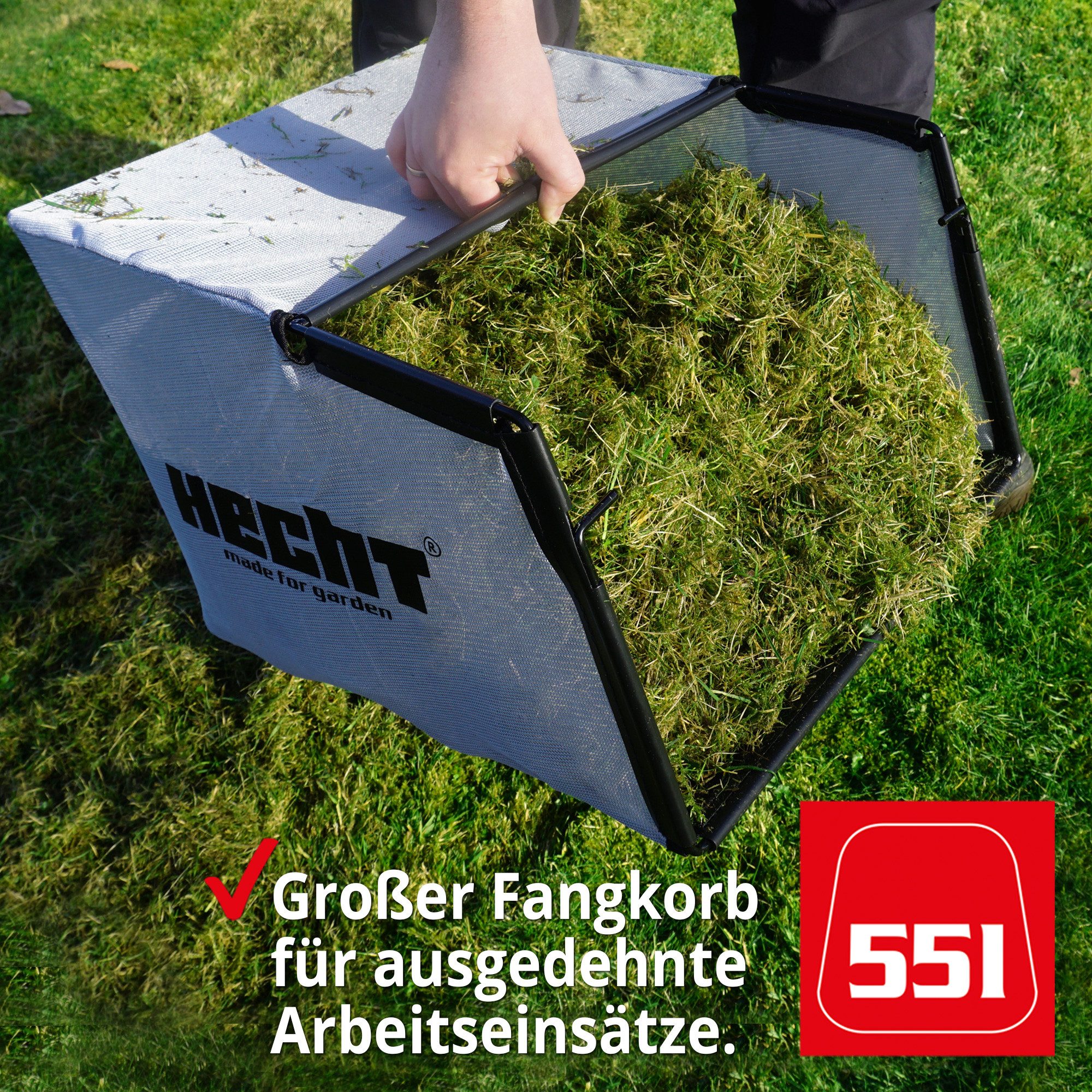 Hecht Elektro-Vertikutierer / Lüfter 1848 2in1 mit 55 Liter Grasfangkorb, 38,30 cm Arbeitsbreite