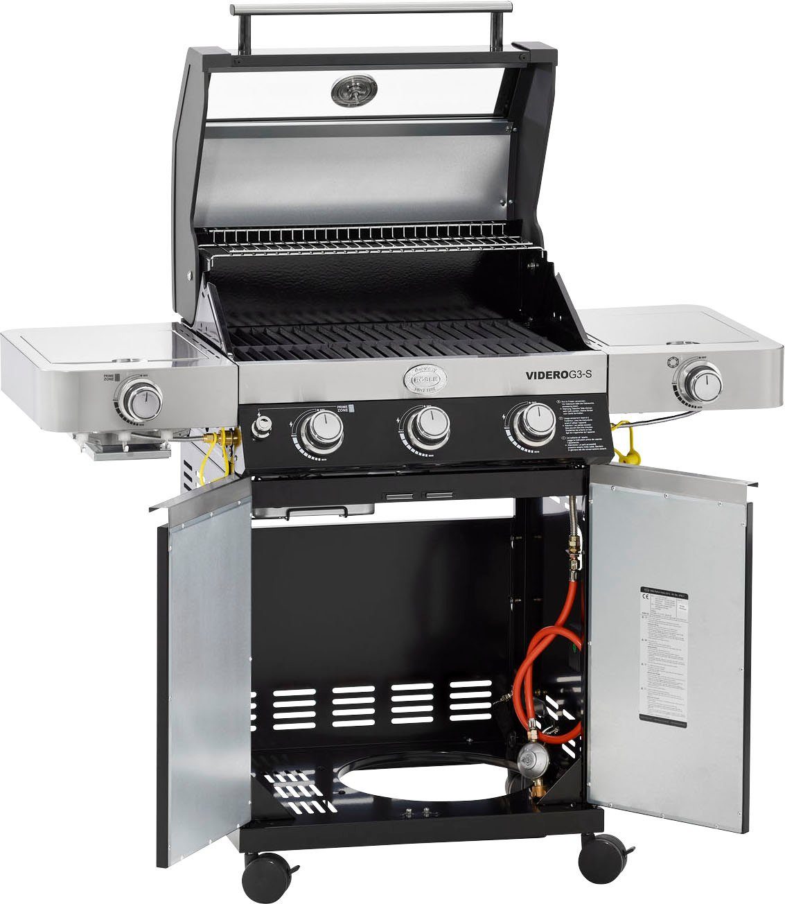 RÖSLE Gasgrill BBQ-Station VIDERO, 25520, G3-S Schwarz, 3 Brenner