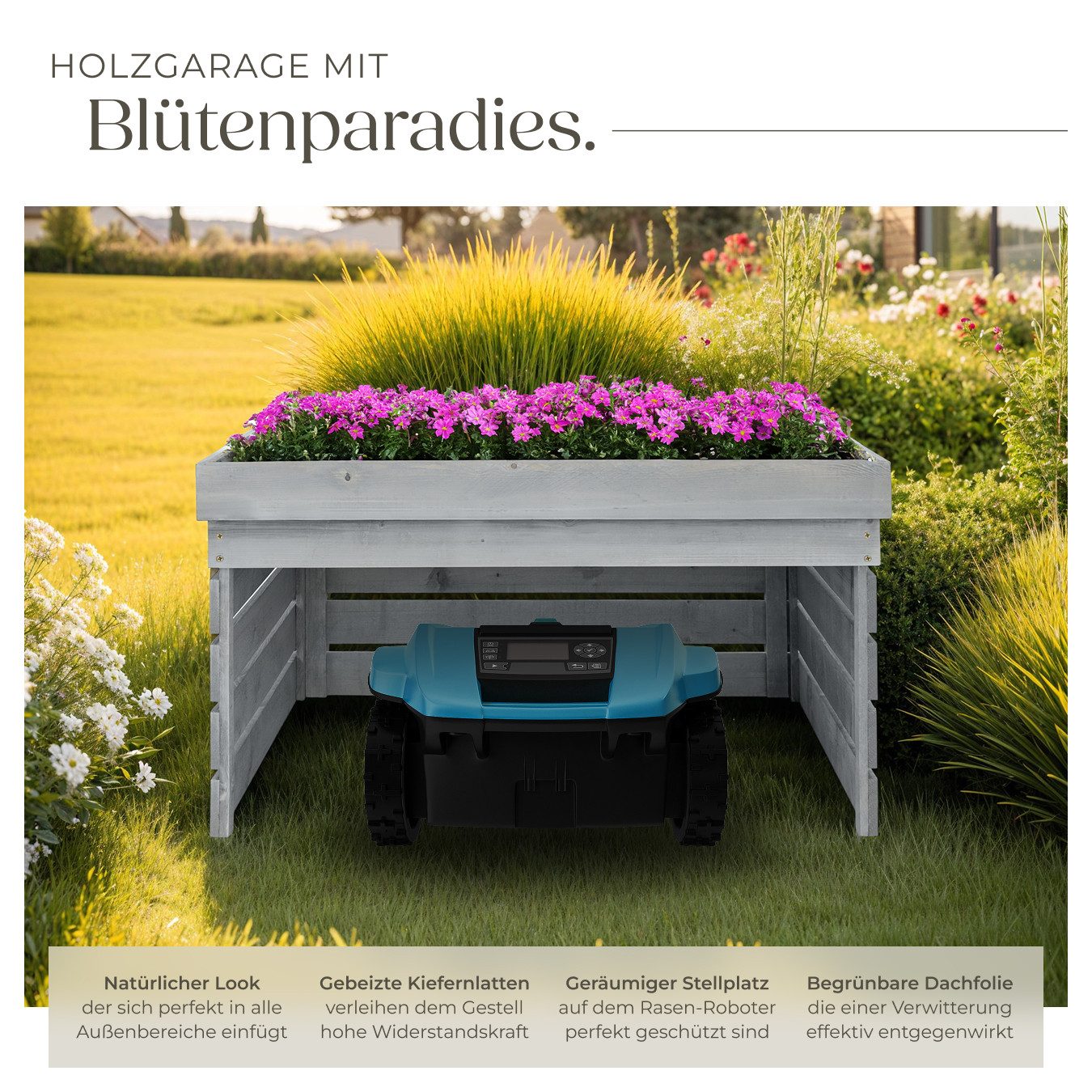 tectake Mähroboter-Garage Rasenmäher-Roboter-Garage, für Rasenmäher