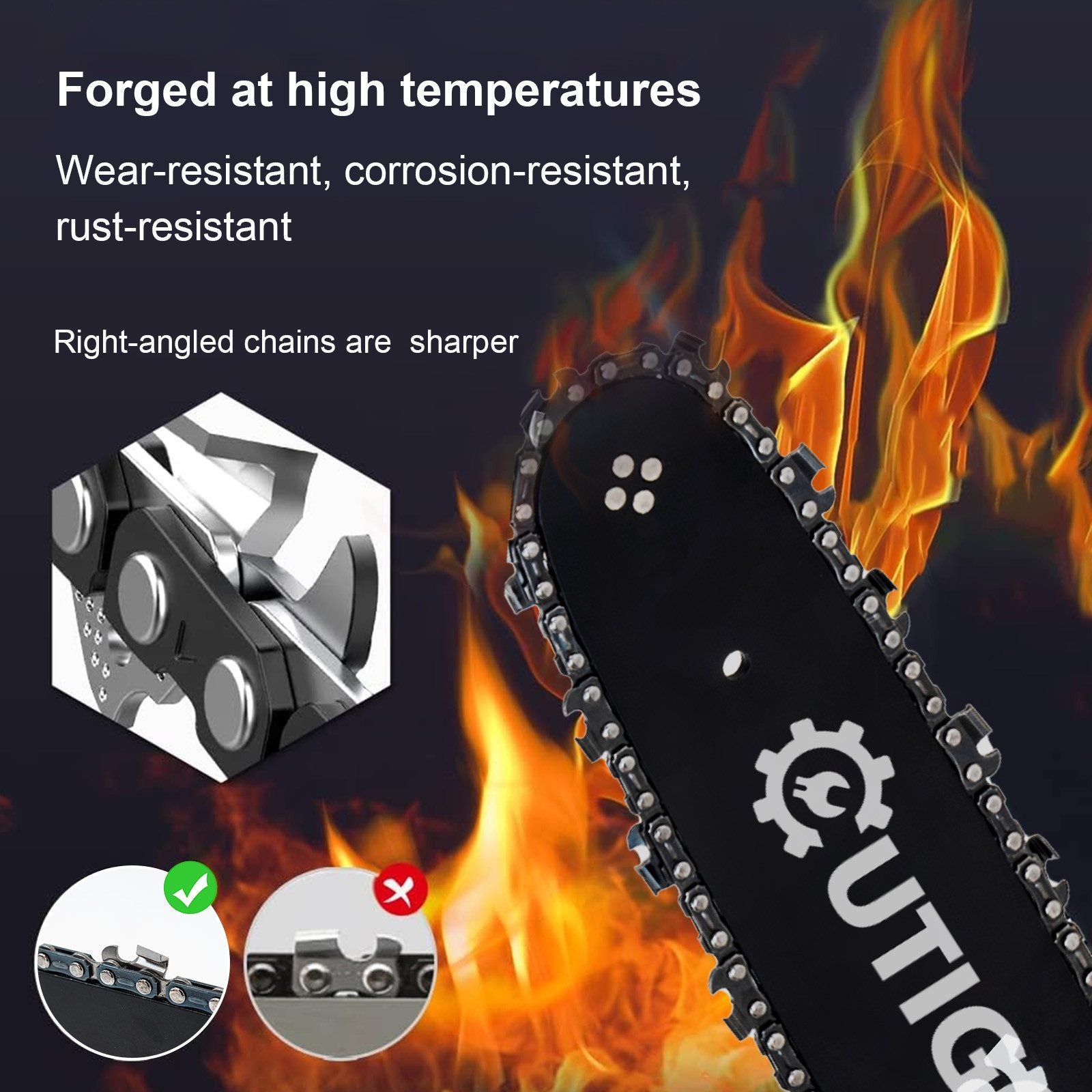 OUTIGO Akku-Kettensäge DL12, Elektro-Kettensäge, Sicherheitsschalter