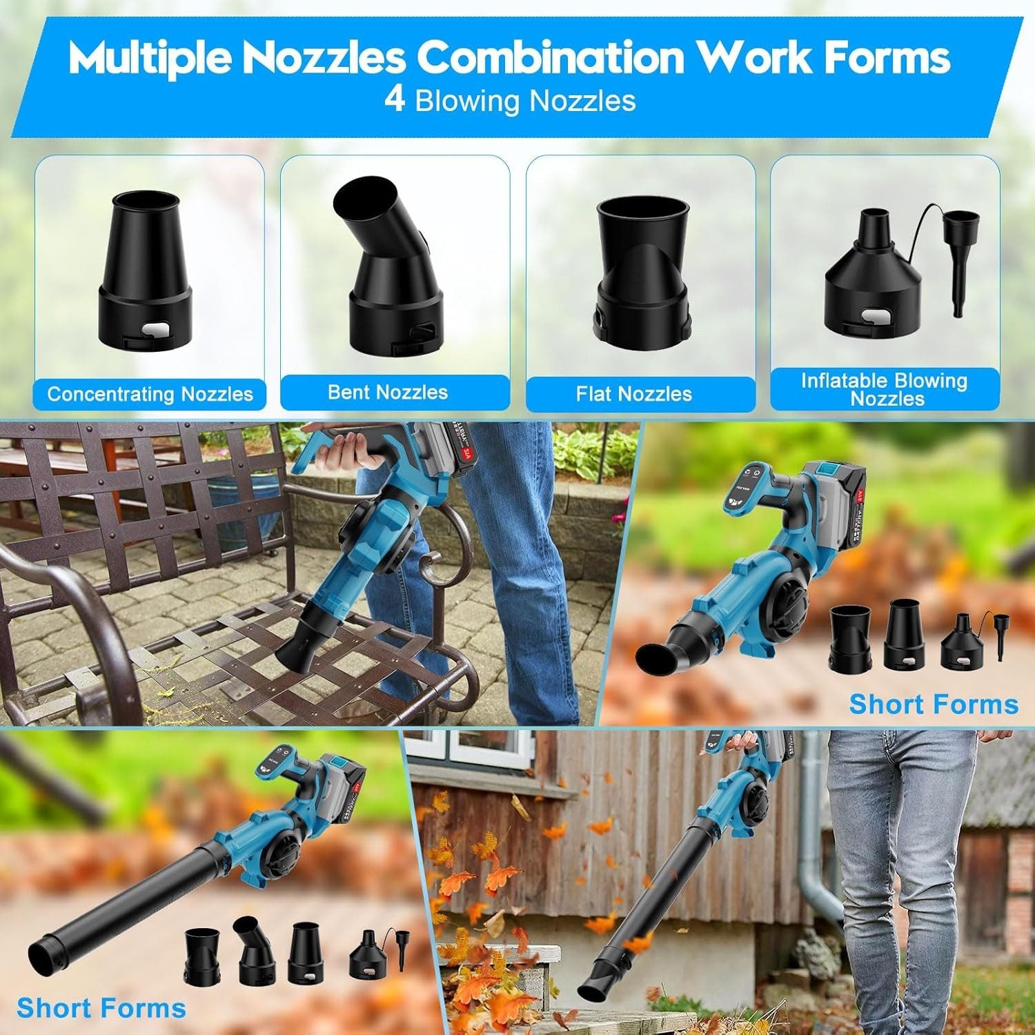 Athlix Akku-Laubbläser Laubbläser kabellos mit 2 Akkus, für Laub, Rasenpflege, Schneeräumung