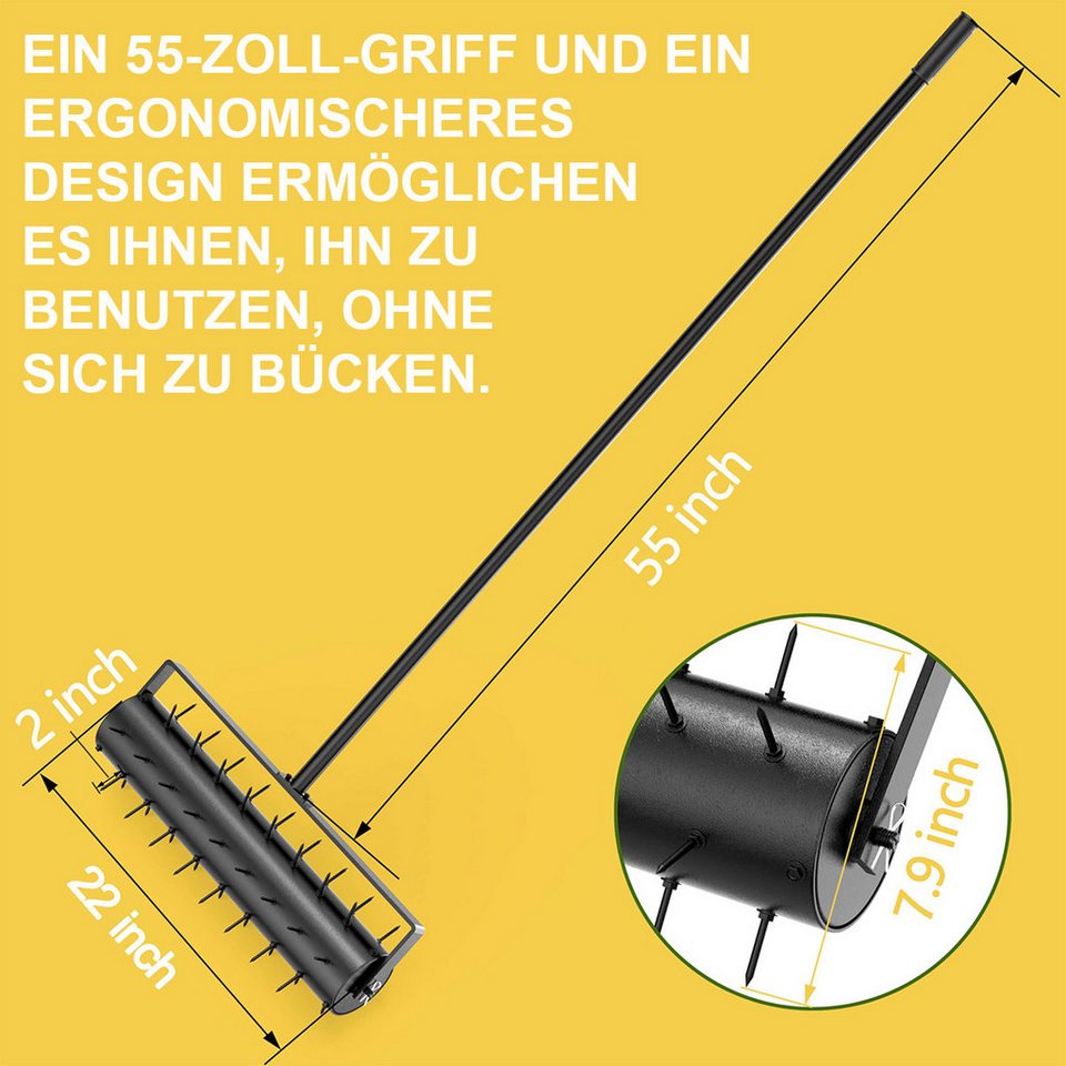 DOPWii Vertikutierer Rasenbelüfter, Hochleistungs-Rollrasenbelüfter-Werkzeug, (1-tlg)