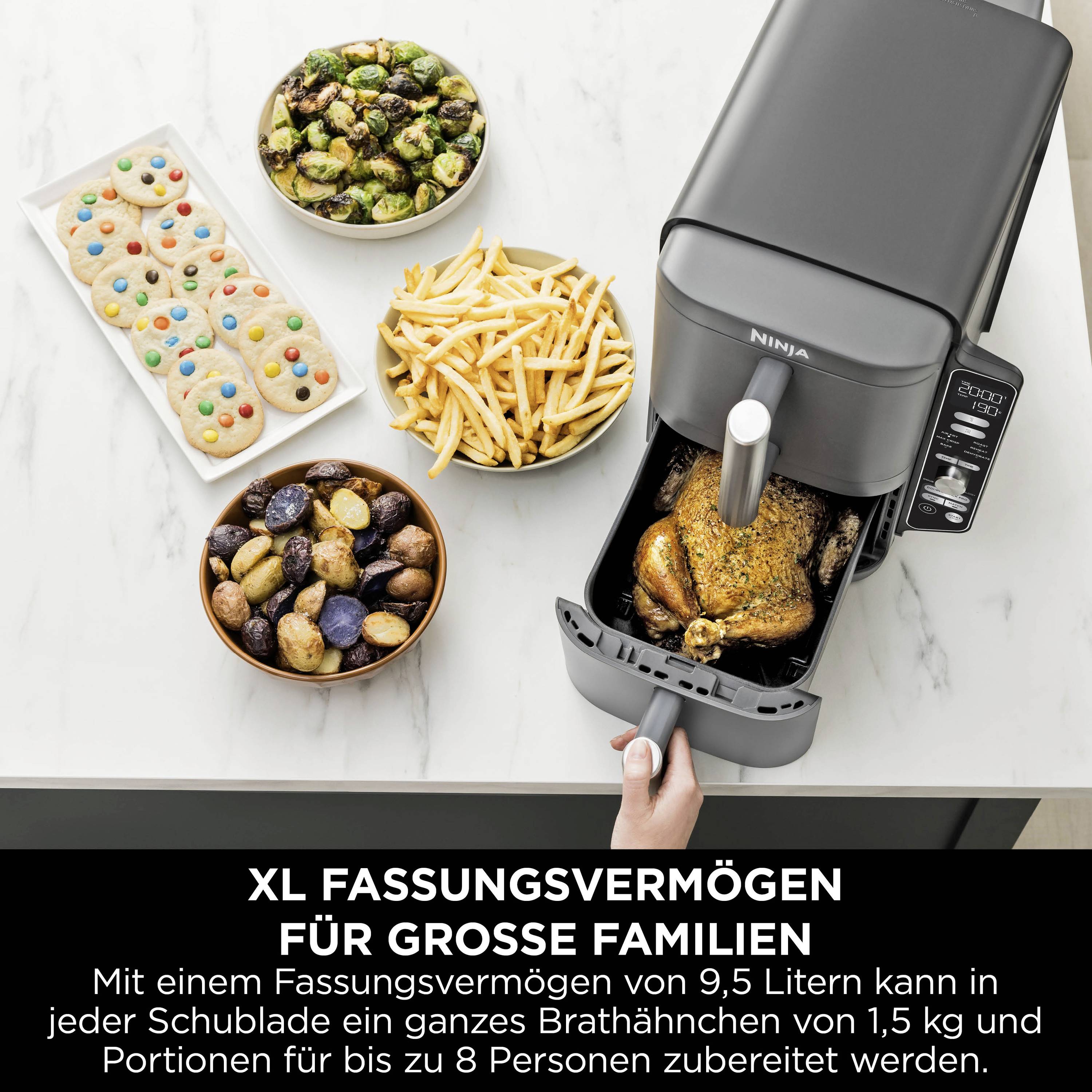 Ninja Double Stack XL 2 Heißluft-Fritteuse 9.5 l 2470 W Schwarz