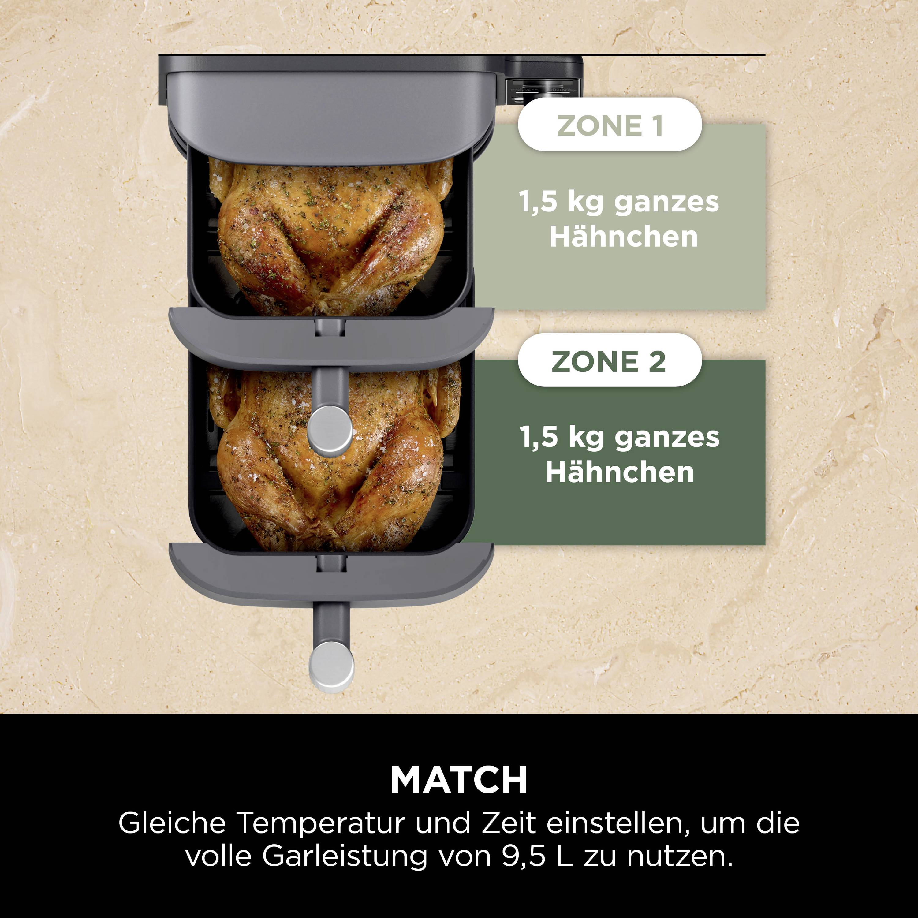 Ninja Double Stack XL 2 Heißluft-Fritteuse 9.5 l 2470 W Schwarz