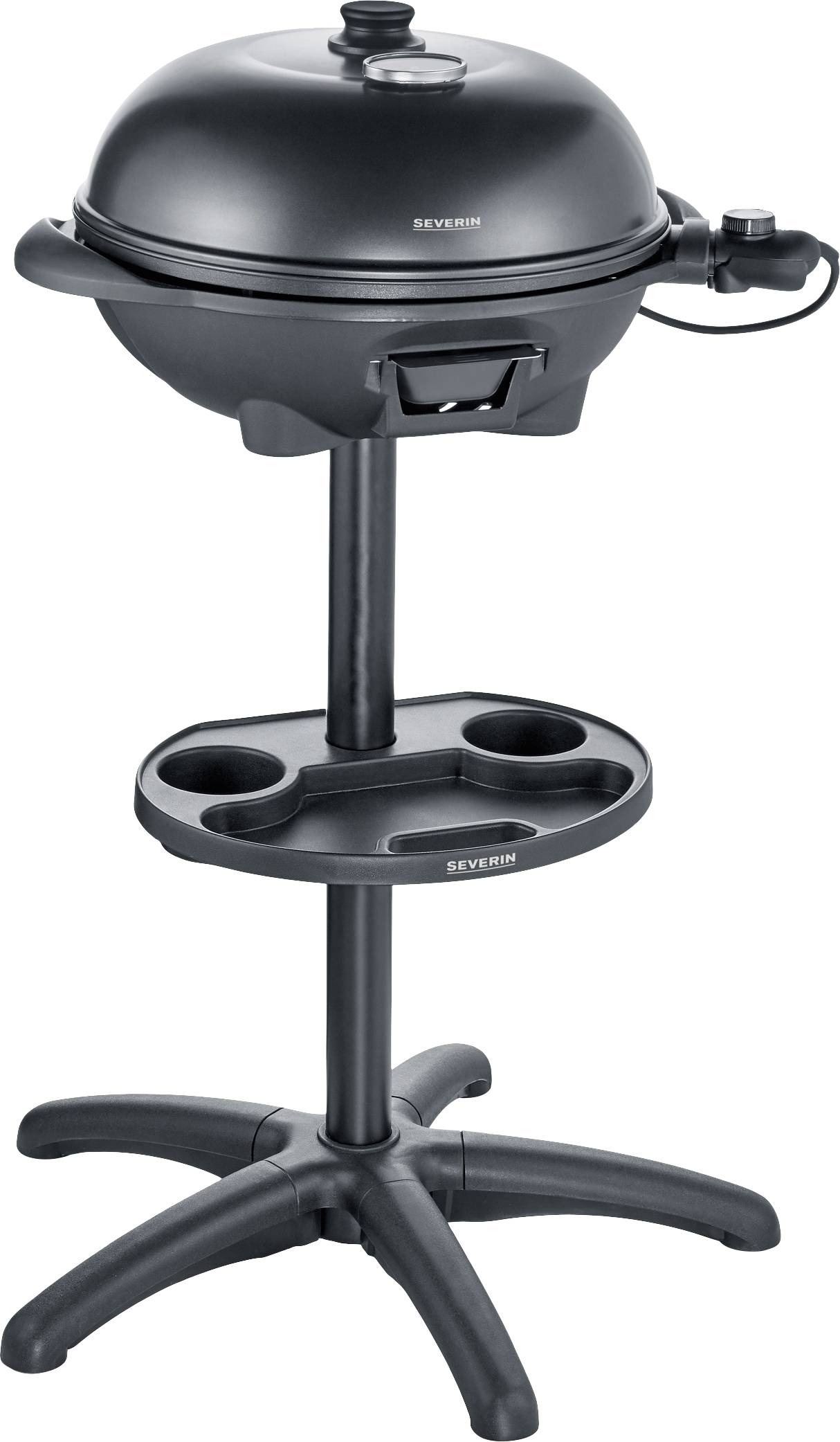 Severin PG 8541 Elektro Standgrill Kugelgrill, Thermometer im Deckel Grill-Fläche =410 mm Schwarz