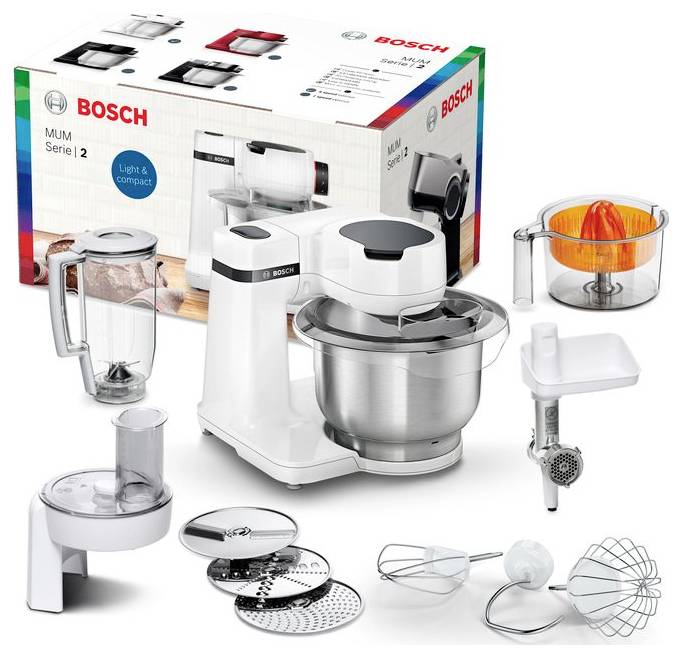Bosch Haushalt MUMS2EW40 Küchenmaschine 700 W Weiß, Edelstahl