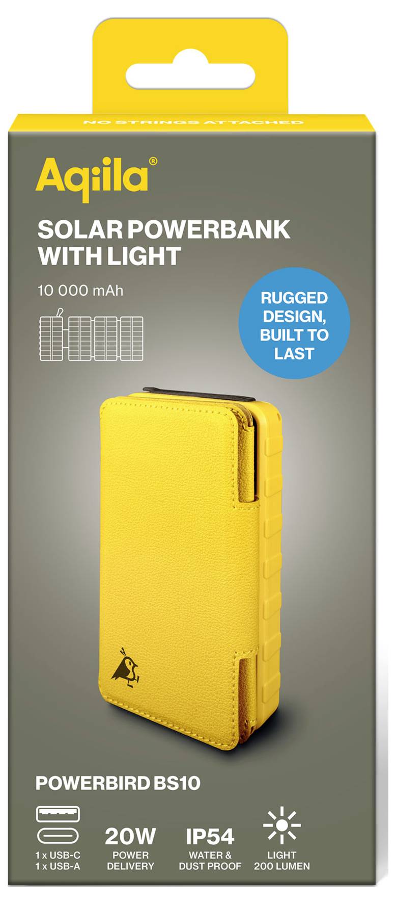 Aqiila Powerbird BS10 AQPBPBIBS1SG973 Solar-Powerbank 6 W 10000 mAh