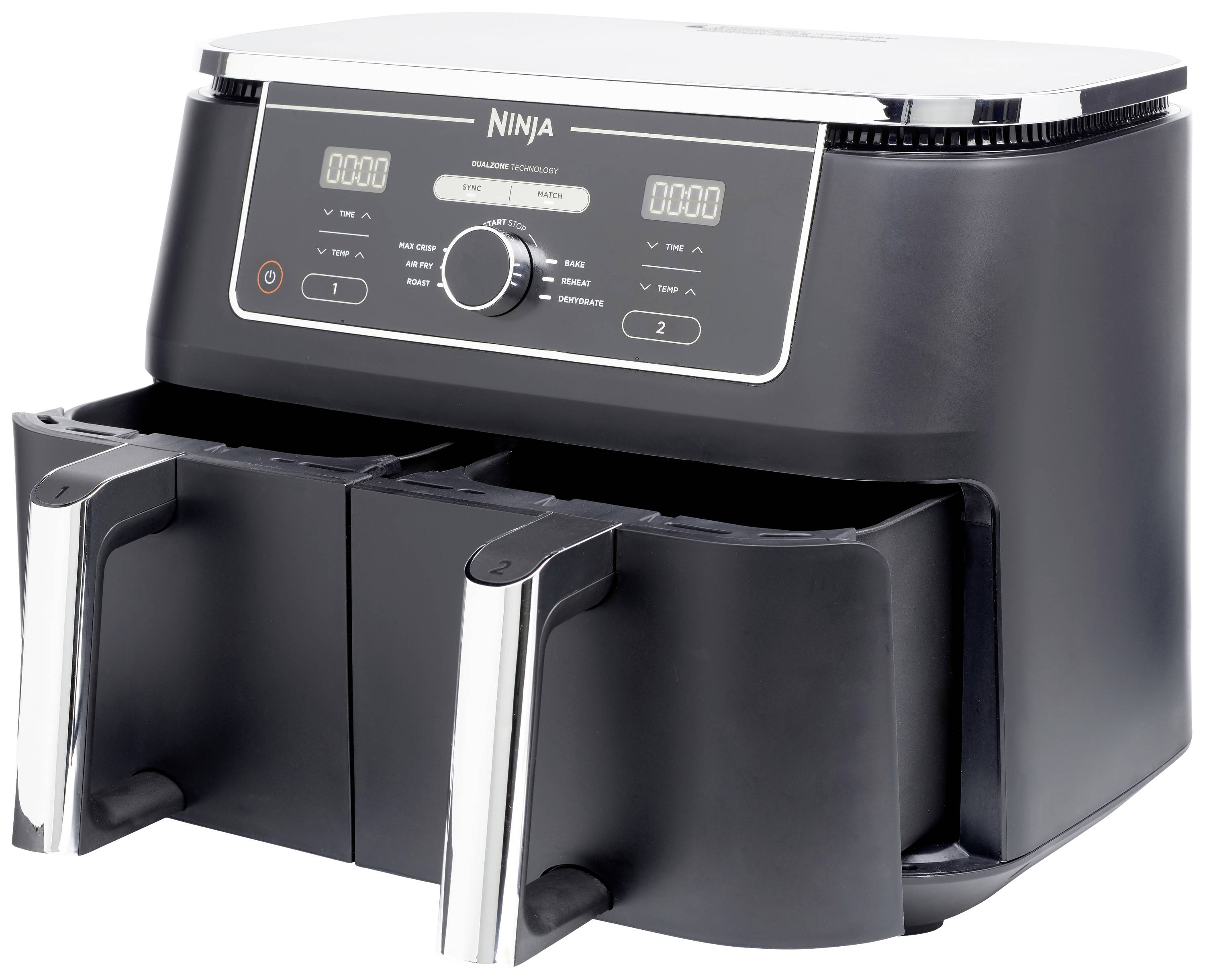 Ninja AF400EU Doppel-Fritteuse 9.5 l 2470 W Heißluft-Funktion Schwarz