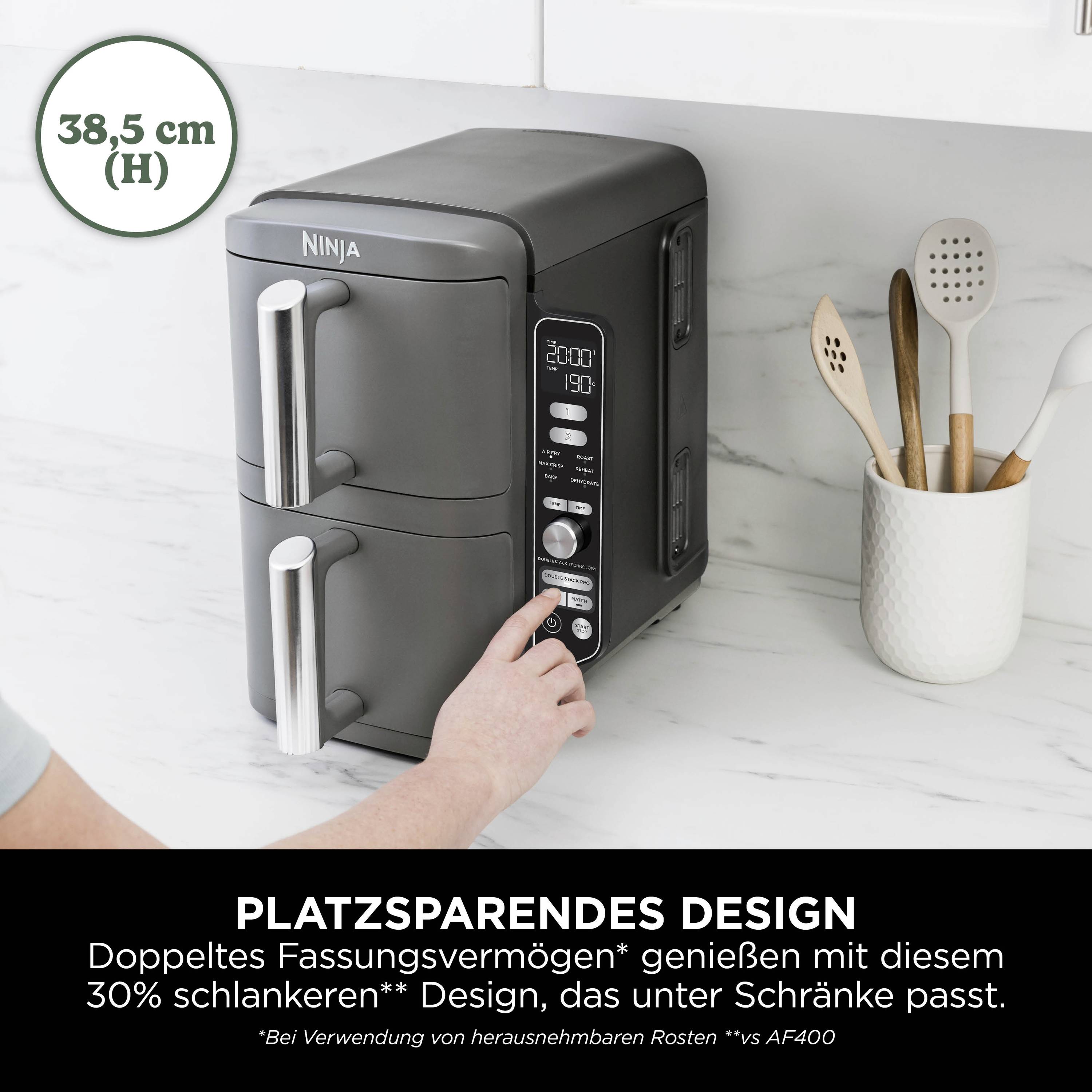 Ninja Double Stack XL 2 Heißluft-Fritteuse 9.5 l 2470 W Schwarz