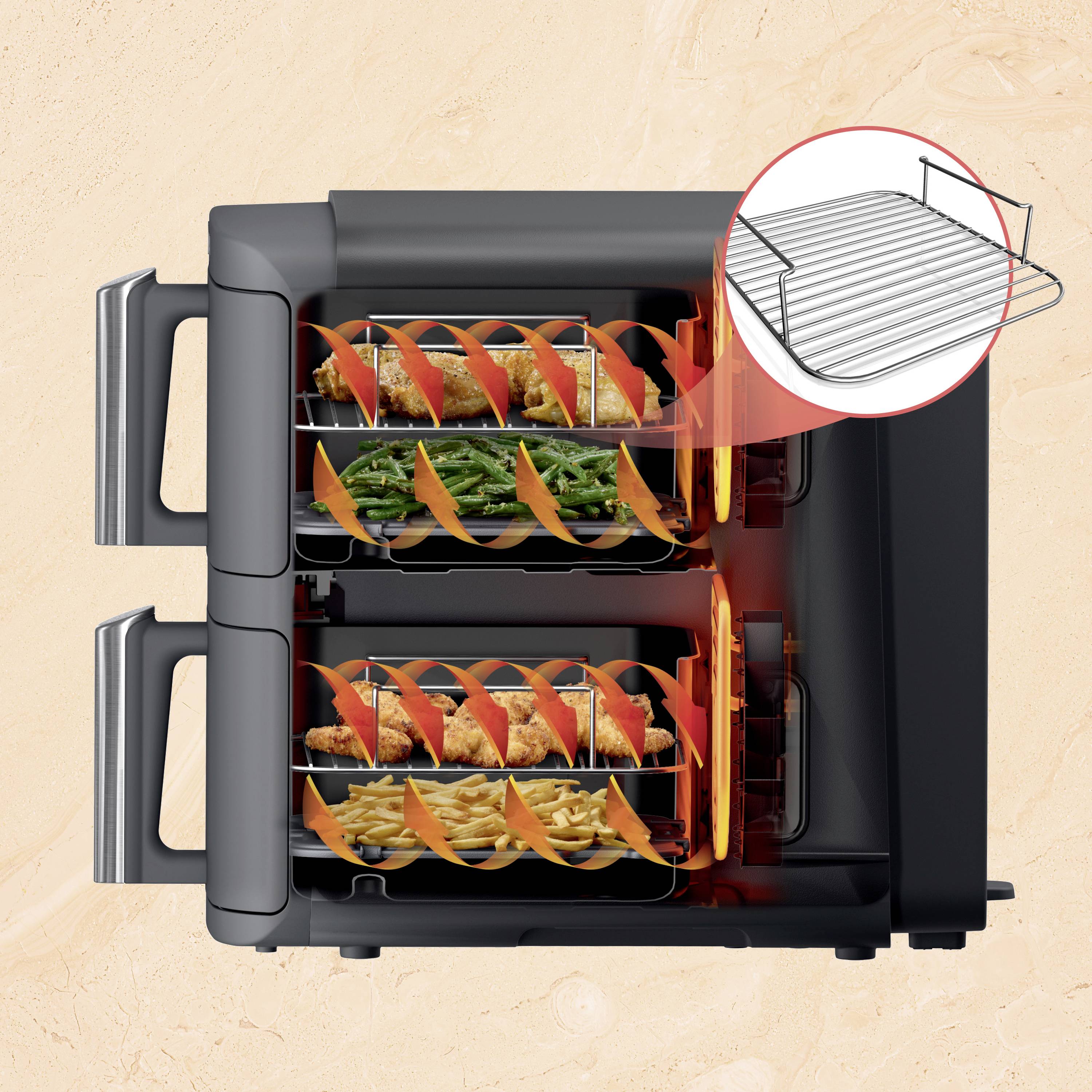 Ninja Double Stack XL 2 Heißluft-Fritteuse 9.5 l 2470 W Schwarz