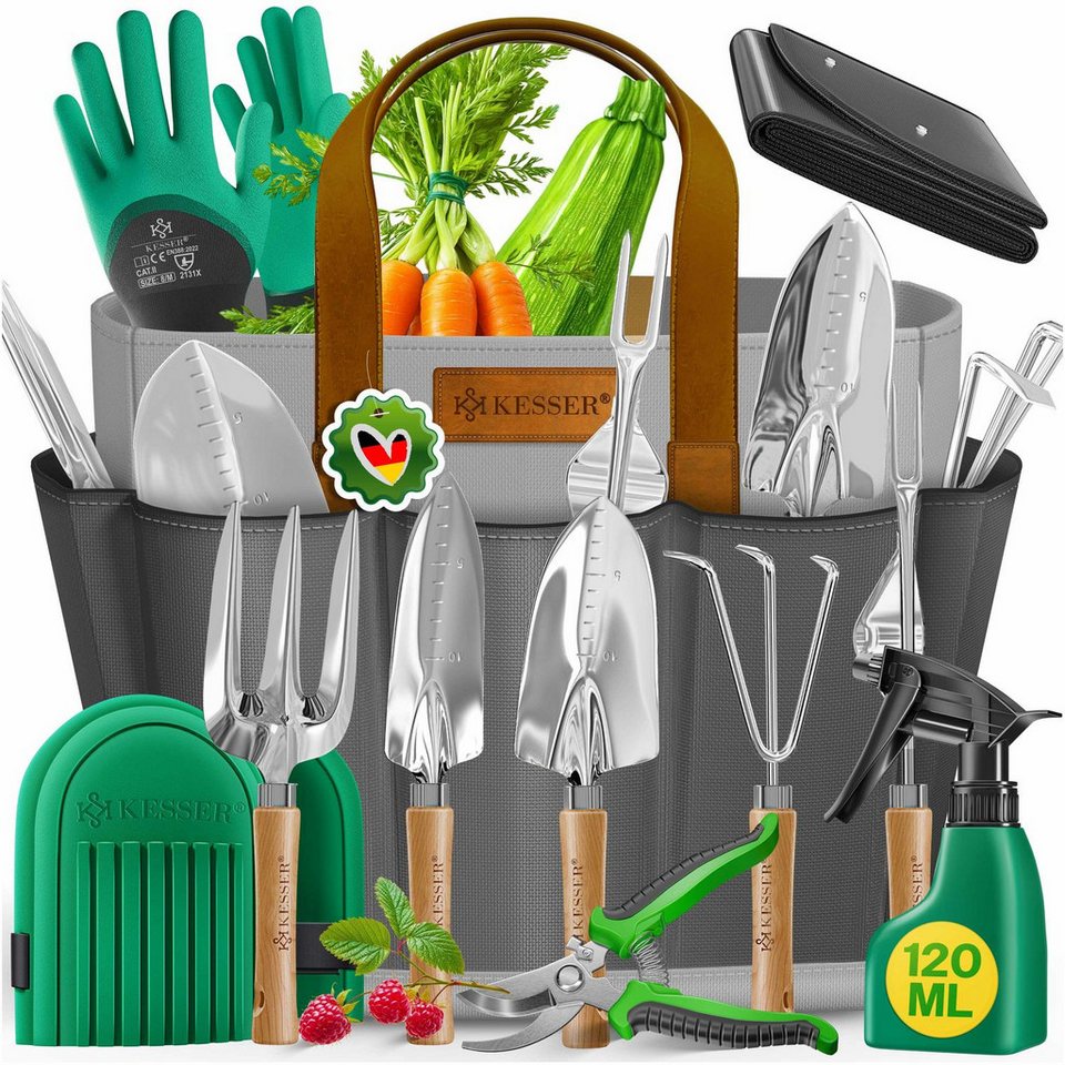 KESSER Gartenpflege-Set Gartenwerkzeug Set 10-teilig Gartengeräte mit ergonomischen Holzgriff