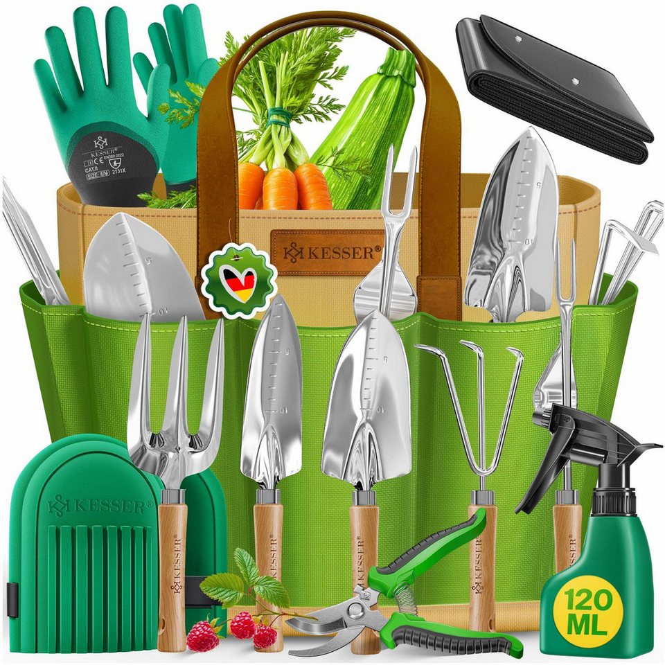 KESSER Gartenpflege-Set Gartenwerkzeug Set 10-teilig Gartengeräte mit ergonomischen Holzgriff