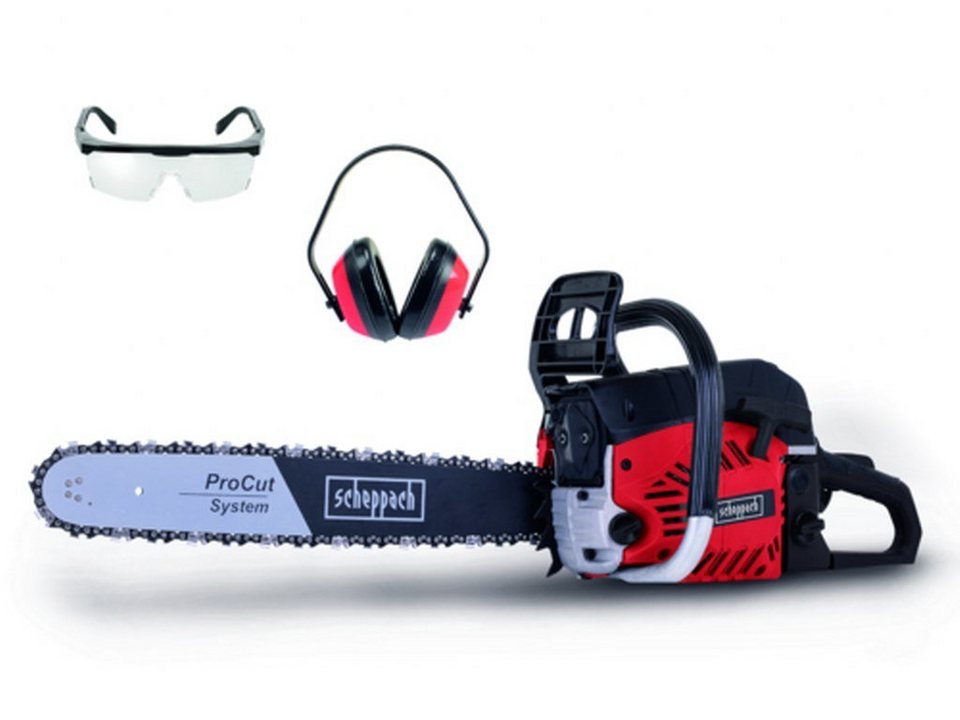 Scheppach Benzin-Kettensäge Benzin Kettensäge CSP530S inkl. Brille und Gehörschutz, 1 Stück